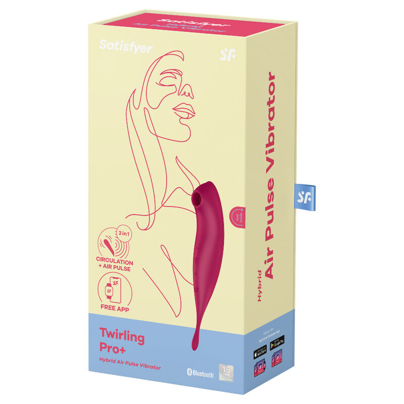 SATISFYER - TWIRLING PRO+ AIR PULSE STIMULATOR &amp; VIBRATOR APP RED
