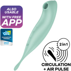 SATISFYER - TWIRLING PRO+ AIR PULSE STIMULATOR &amp; VIBRATOR APP RED
