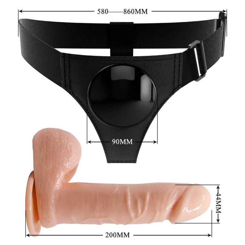 PRETTY LOVE - UNIVERSAL HARNESS WITH DILDO 20 CM NATURAL TONE