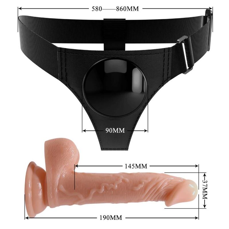 PRETTY LOVE - HAIRBREAKERS UNIVERSAL HARNESS WITH KEVIN DILDO 19 CM NATURAL