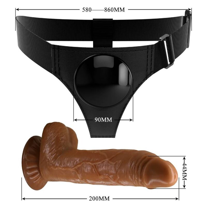 PRETTY LOVE - UNIVERSAL HARNESS WITH MICHEAL DILDO 20 CM BLACK