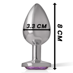 INTENSE - ALUMINUM METAL BUTT PLUG WITH VIOLET CRYSTAL SIZE M
