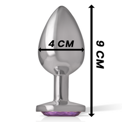 INTENSE - ALUMINUM METAL BUTT PLUG WITH VIOLET CRYSTAL SIZE L