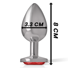 INTENSE - METAL BUTT PLUG WITH RED CRYSTAL SIZE M