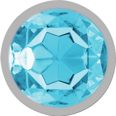 INTENSE - ALUMINUM METAL BUTT PLUG WITH BLUE CRYSTAL SIZE S