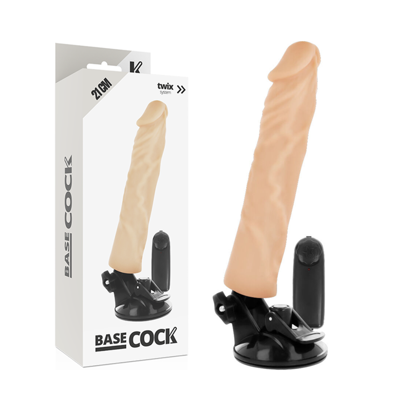 BASECOCK - REALISTIC VIBRATOR WITH REMOTE CONTROL NATURAL 21 CM -O- 4 CM