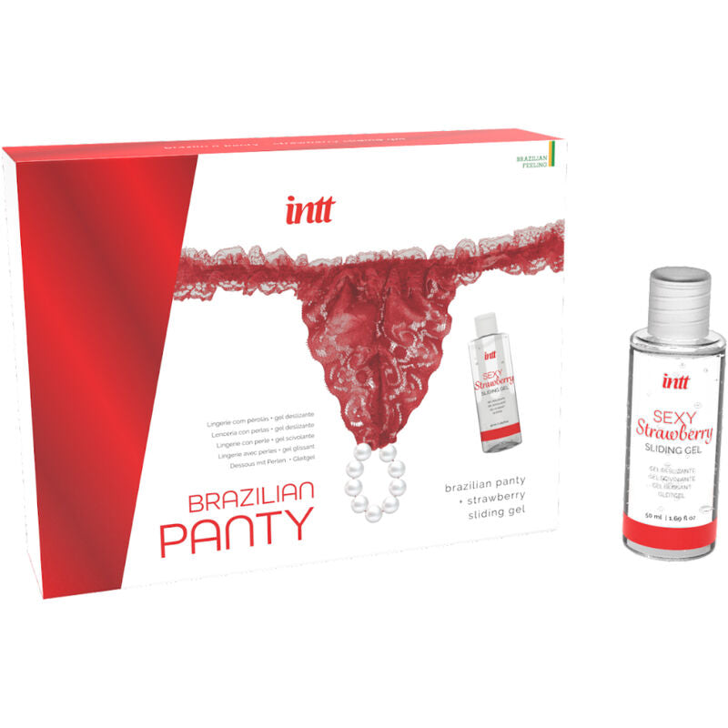 INTT RELEASES - BRAZILIAN RED PANTS WITH PEARLS AND LUBRICANT GEL 50 ML
