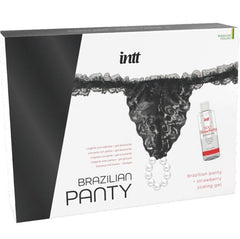 INTT RELEASES - BLACK BRAZILIAN PANTS WITH PEARLS AND LUBRICANT GEL 50 ML
