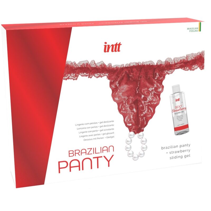 INTT RELEASES - BRAZILIAN RED PANTS WITH PEARLS AND LUBRICANT GEL 50 ML