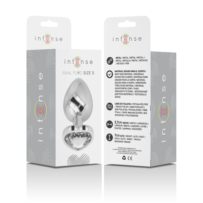 INTENSE - ALUMINUM METAL ANAL PLUG WITH WHITE HEART SIZE S