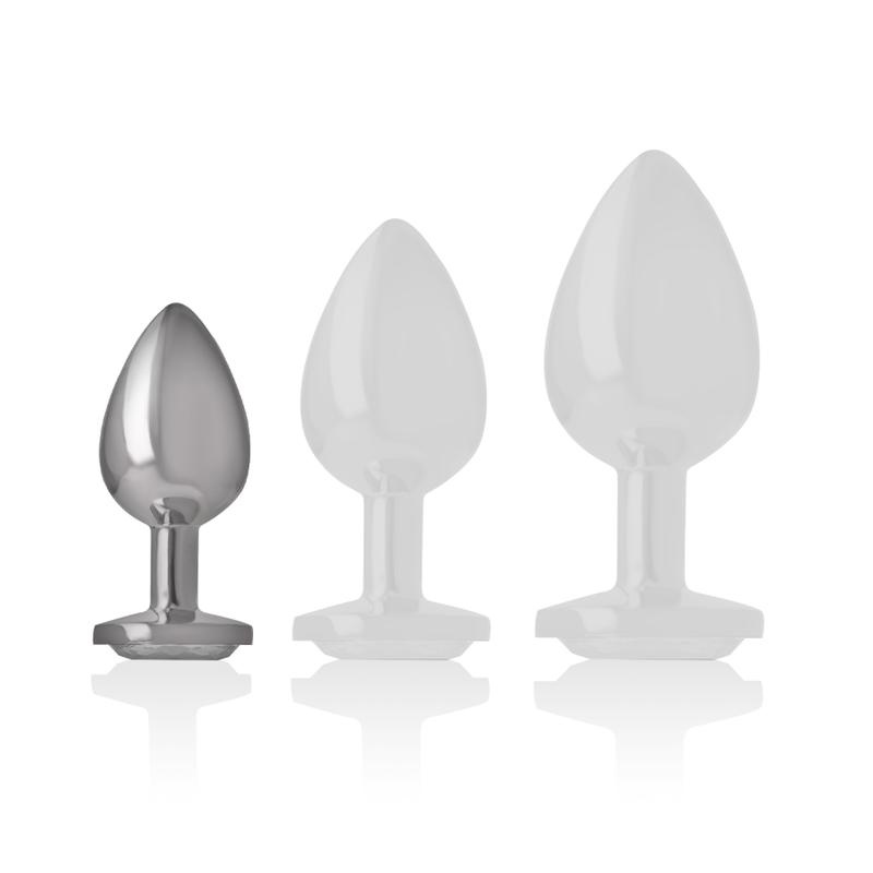 INTENSE - ALUMINUM METAL ANAL PLUG WITH WHITE HEART SIZE S