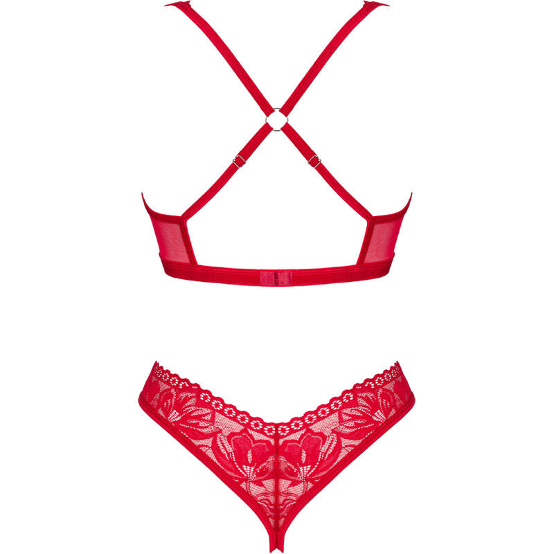OBSESSIVE - LACELOVE TWO PIECE CUPLESS SET RED XS/S