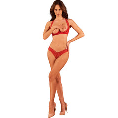 OBSESSIVE - LACELOVE TWO PIECE CUPLESS SET RED XS/S