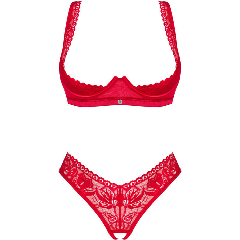 OBSESSIVE - LACELOVE TWO PIECE CUPLESS SET RED XS/S