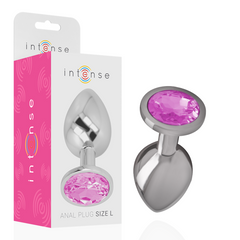INTENSE - PINK CRYSTAL ALUMINUM METAL BUTT PLUG SIZE L