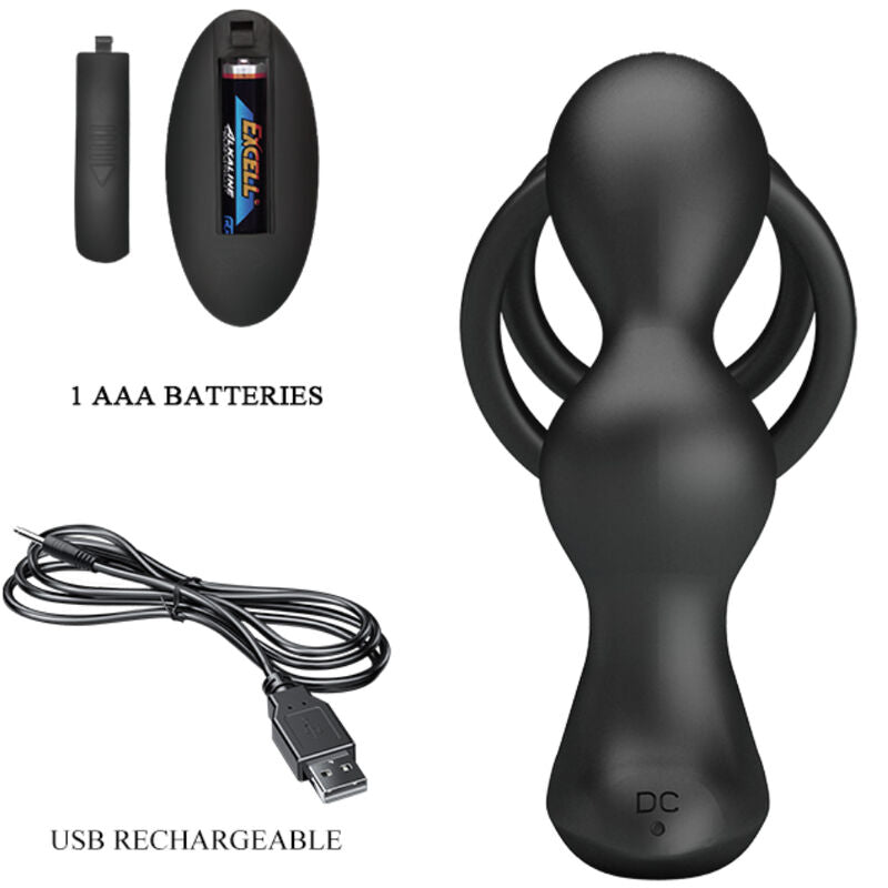 PRETTY LOVE - MARSHALL COCK RING WITH VIBRATING REMOTE CONTROL ANAL PLUG