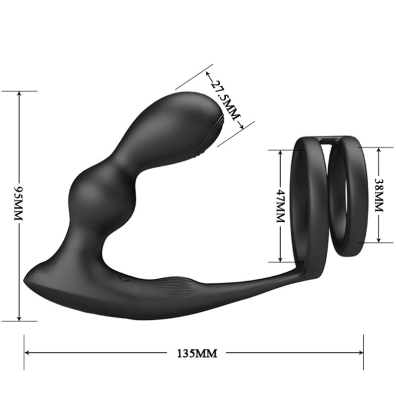 PRETTY LOVE - MARSHALL COCK RING WITH VIBRATING REMOTE CONTROL ANAL PLUG