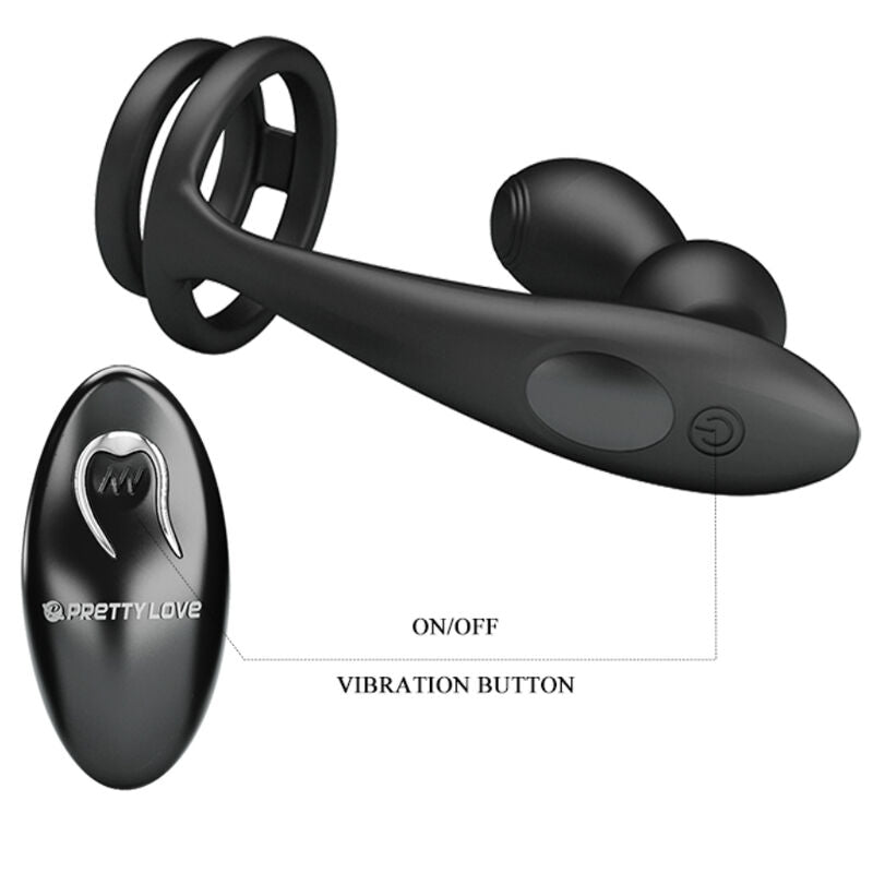 PRETTY LOVE - MARSHALL COCK RING WITH VIBRATING REMOTE CONTROL ANAL PLUG
