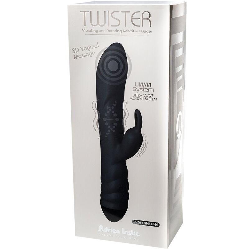 ADRIEN LASTIC - TWISTER VIBRATOR AND ROTATOR MASSAGER BLACK RABBIT