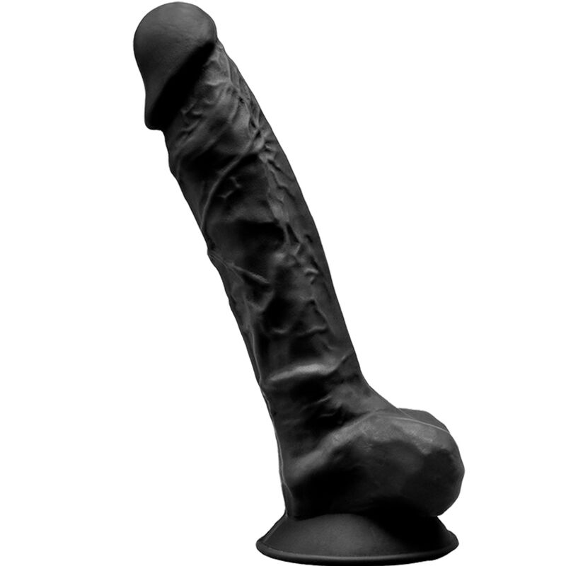 SILEXD - MODEL 1 PREMIUM REALISTIC SILEXPAN SILICONE PENIS BLACK 20 CM