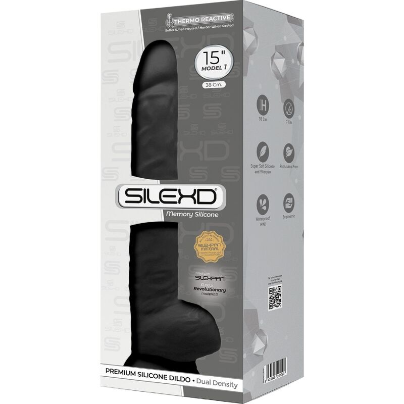 SILEXD - MODEL 1 PREMIUM REALISTIC PENIS SILEXPAN SILICONE BLACK 38 CM