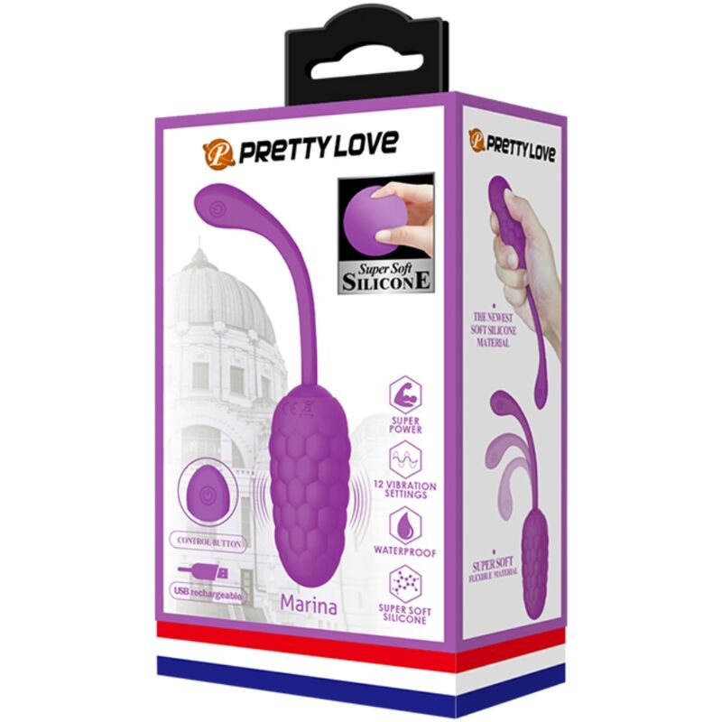 PRETTY LOVE - RECHARGEABLE VIBRATING EGG WITH MARINE TEXTURE PURPLE