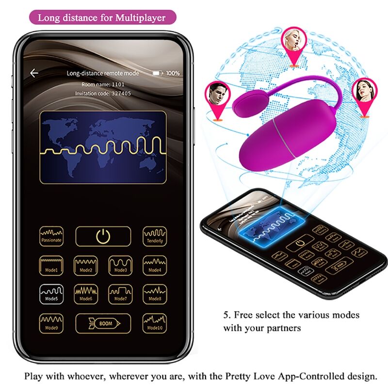 PRETTY LOVE - PURPLE APP CONTROLLED NYMPH VIBRATING EGG