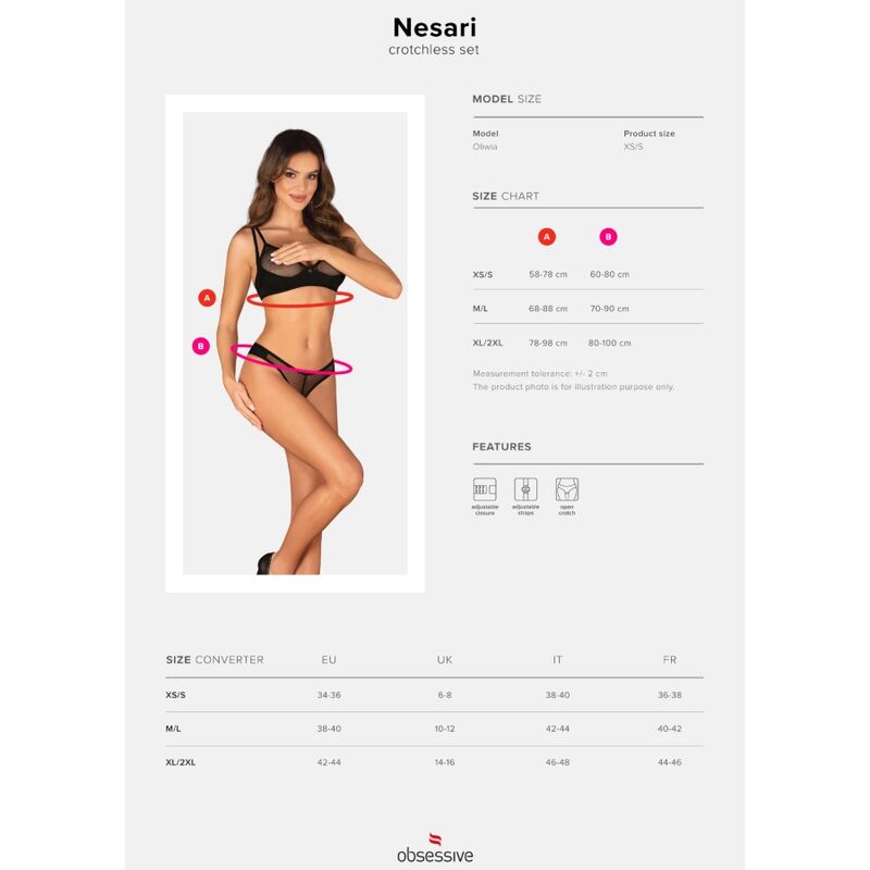 OBSESSIVE - NESARI TWO PIECE CROTCHLESS SET XS/S