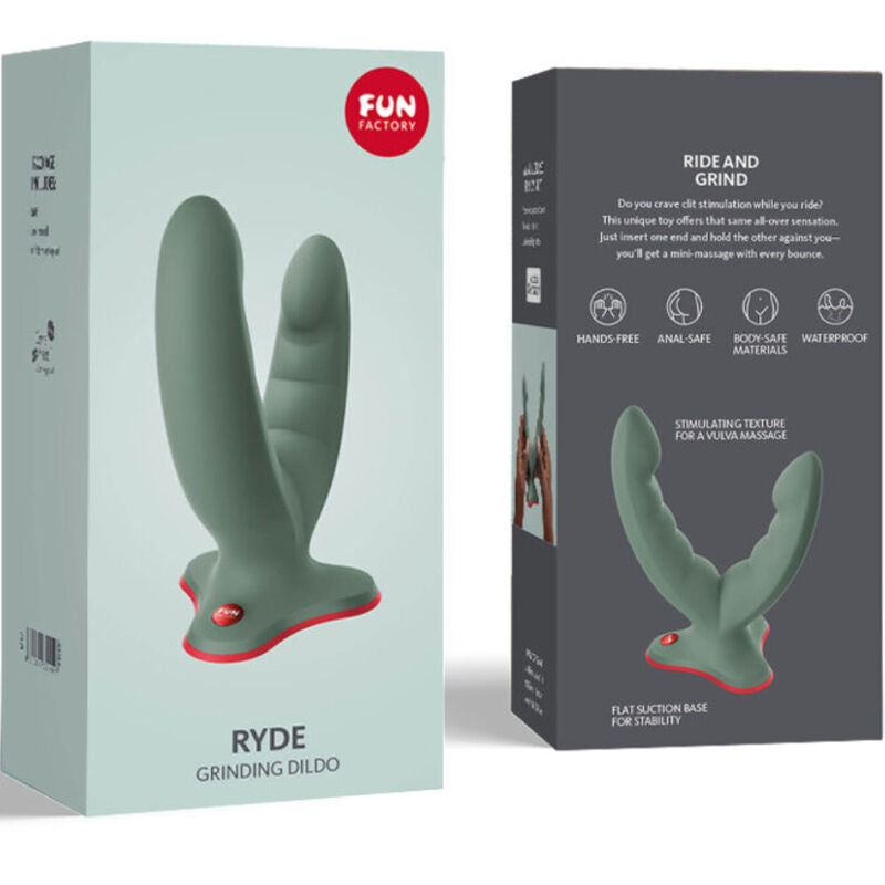 FUN FACTORY - RYDE DOUBLE DILDO AND MASSAGER GREEN