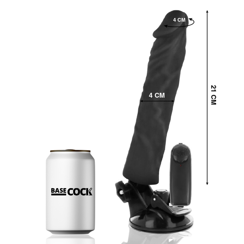 BASECOCK - REALISTIC VIBRATOR WITH REMOTE CONTROL NATURAL 21 CM -O- 4 CM