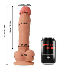 CYBER SILICOCK - DONG DE SILICONE LÍQUIDO MACIO ULTRA REALISTA 20.5 CM -O- 4.1 CM