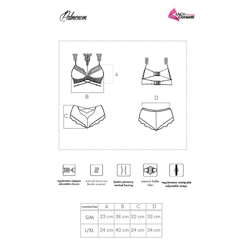 LIVCO CORSETTI FASHION - PALMENOM LC 90614 BRA + BLACK SHORTS L/XL