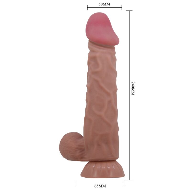 PRETTY LOVE - SLIDING SKIN SERIES REALISTIC DILDO WITH SLIDING SUCTION CUP BROWN SKIN 24 CM