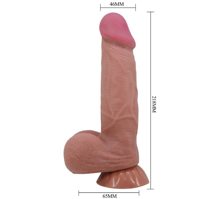 PRETTY LOVE - SLIDING SERIES REALISTIC DILDO WITH SLIDING SUCTION CUP IN BROWN SKIN 21.8 CM