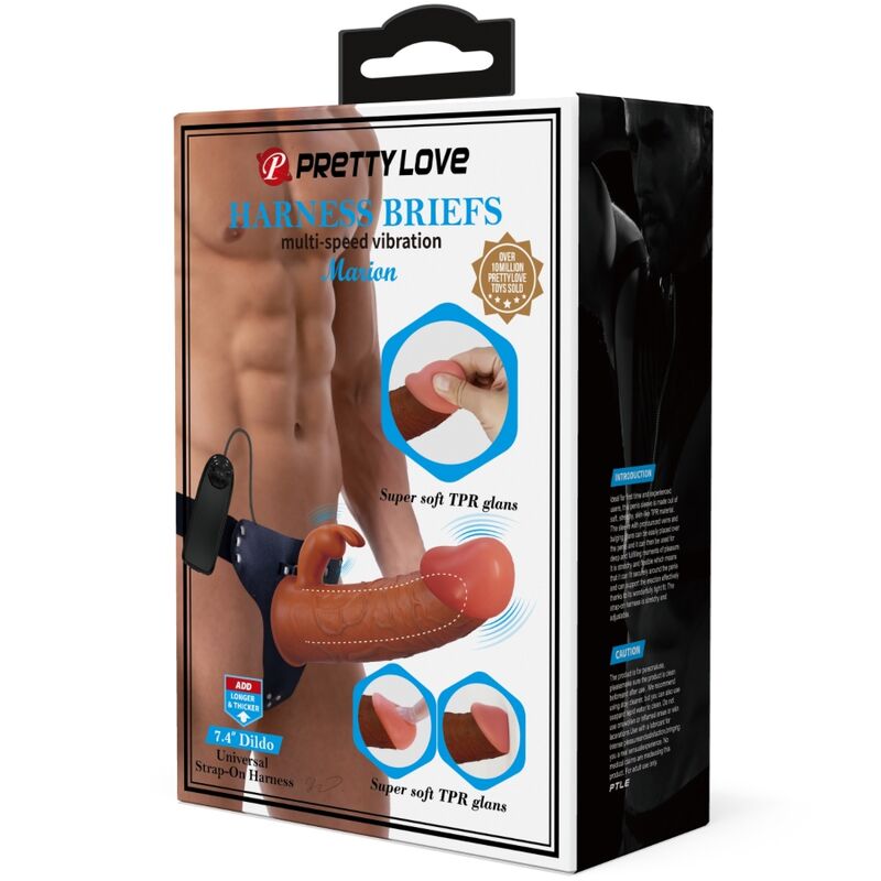 PRETTY LOVE - MARION HARNESS UNIVERSAL UNDERWEAR WITH VIBRATING DILDO 19 CM BROWN