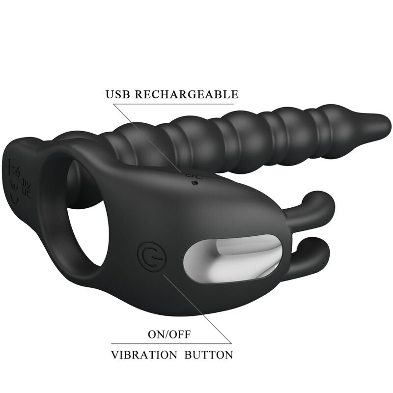 PRETTY LOVE - BLACKNEY COCK RINGS WITH VIBRATING PLUG