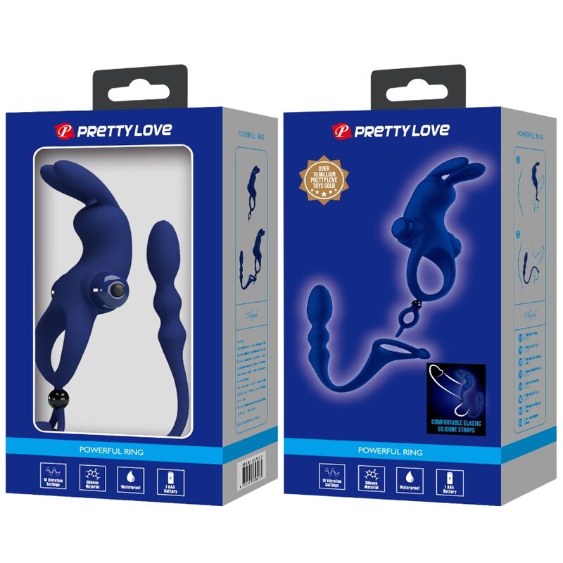 PRETTY LOVE - AYAD RABBIT VIBRATING RING WITH BLUE PLUG