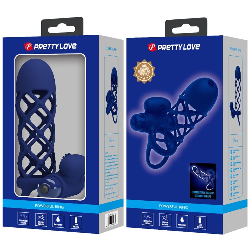 PRETTY LOVE - GIANN VIBRATING RING WITH BLUE SILICONE SHEATH