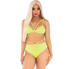 LEG AVENUE - YELLOW TOP AND PANTS WITH STRAPS