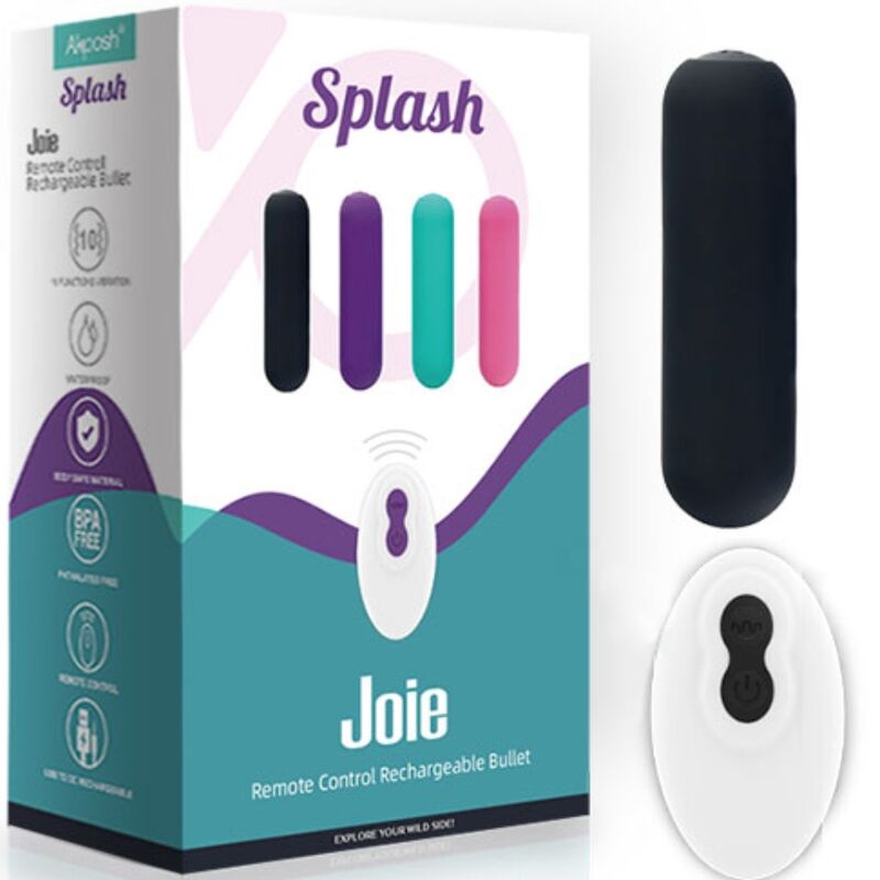 ARMONY - SPLASH JOIE BULLET SILICONE VIBRATOR REMOTE CONTROL 10 VIBRATIONS 75 X 19 CM BLACK