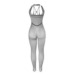 SUBBLIME - 951788 BODYSTOCKING LONGO DE REDE COM TIRAS NO PEITO E NAS COSTAS PRETO TAMANHO ÚNICO