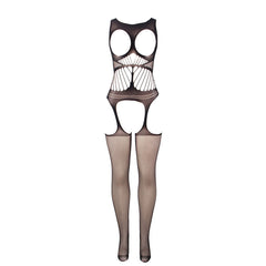 SUBBLIME - 951900 BODYSTOCKING WITHOUT FISHNET BOTTOM WITH CUP AND OPEN SHOULDERS BLACK ONE SIZE