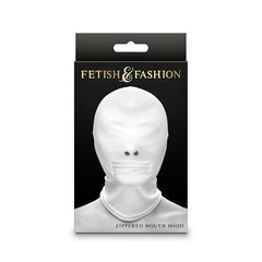 NS NOVELTIES - FETISH & FASHION FECHADO BOCA COM ZÍPER CAPUZ NYLON BRANCO