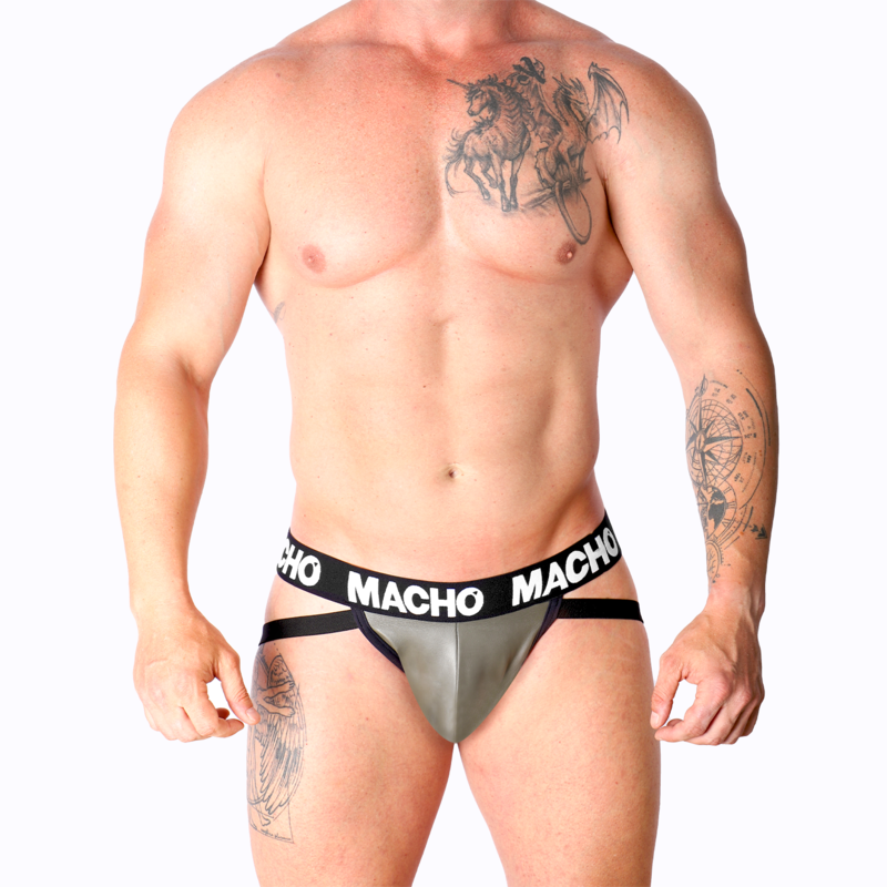 MACHO - MX27GR JOCK COURO CINZA BEGE M