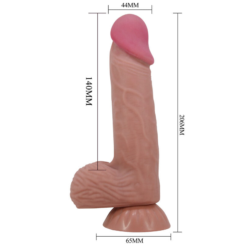 PRETTY LOVE - SLIDING SKIN SERIES REALISTIC DILDO WITH SLIDING SKIN SUCTION CUP IN BROWN SKIN 20.6 CM