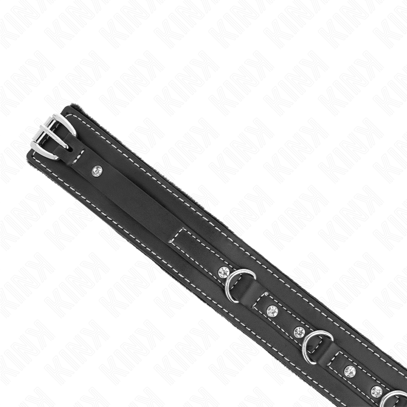 KINK - PVC LEATHER NECKLACE WITH BELT 105 CM RHINESTONES RIVET 41.5 X 4 CM
