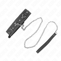 KINK - PVC LEATHER NECKLACE WITH BELT 105 CM RHINESTONES RIVET 41.5 X 4 CM