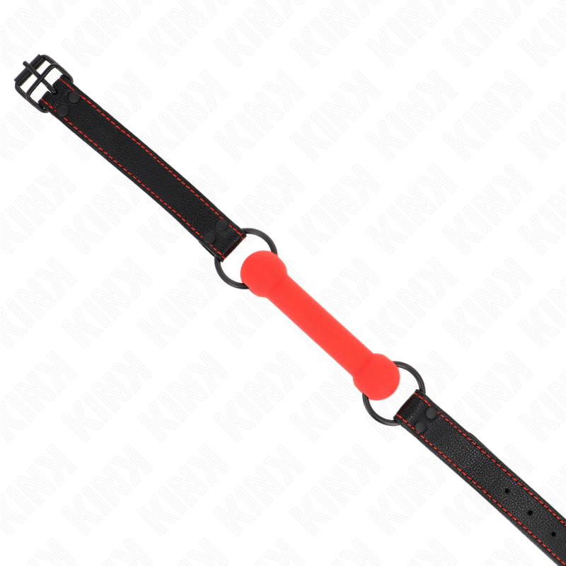 KINK - BONE GAG WITH ADJUSTABLE RED LEATHER STRAP 41-57 CM