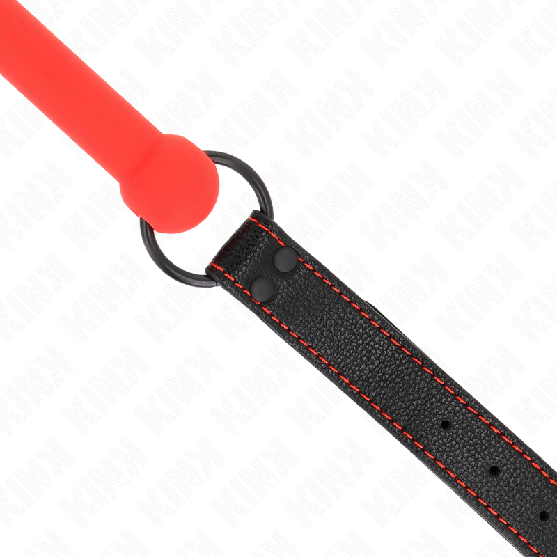 KINK - BONE GAG WITH ADJUSTABLE RED LEATHER STRAP 41-57 CM