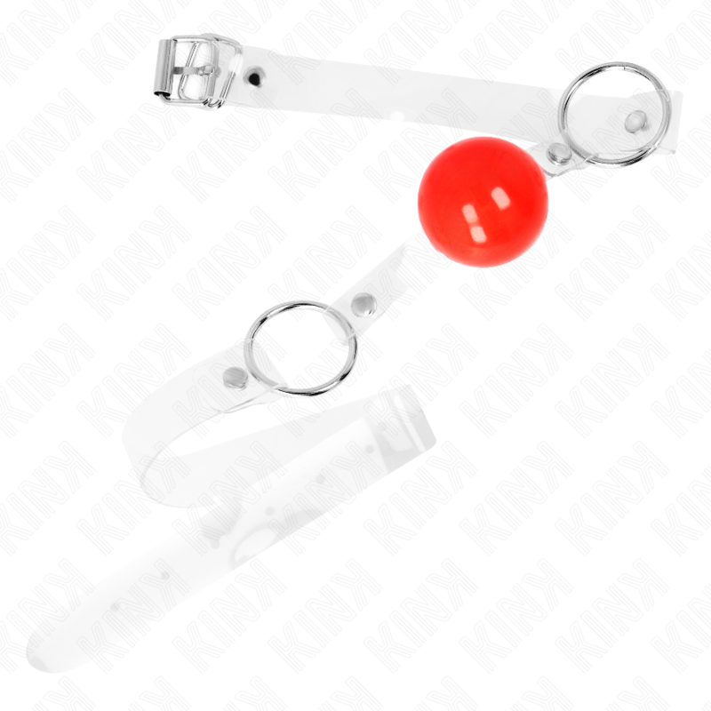 KINK - RED TRANSPARENT PVC BALL GAG 4 CM ADJUSTABLE